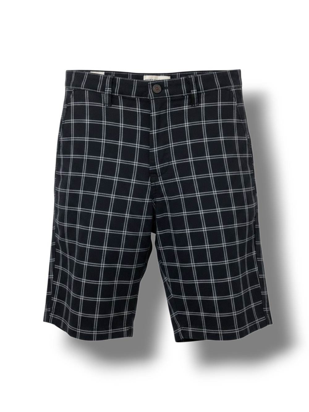 Hudson & Barrow Mens 10” Flat Front Casual Short Windowpane Check Plaid Black 38